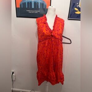 La Plage Mini Dress 100% Cotton Abstract Print Extra Small